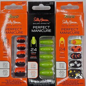 3 pk Sally Hansen Salon Effects Perfect Manicure Press On Halloween Nails